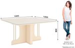 Mesa de Jantar 8 Lugares Canto Arredondado Com Vidro Mavi Henn Off White150cm