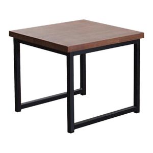 Mesa De Centro Ou Lateral Aço Preto I14 Madeira Taeda Dmobiliario