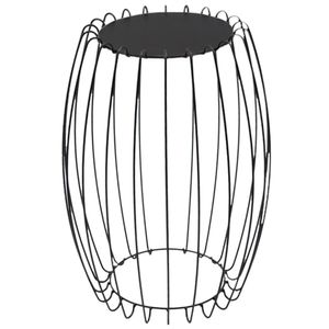 Mesa Apoio Lateral 43 cm Tampo Vidro Preto Base Metal Nacc