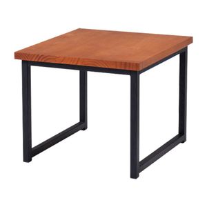 Mesa De Centro Ou Lateral Aço Preto I14 Madeira Taeda Dmobiliario