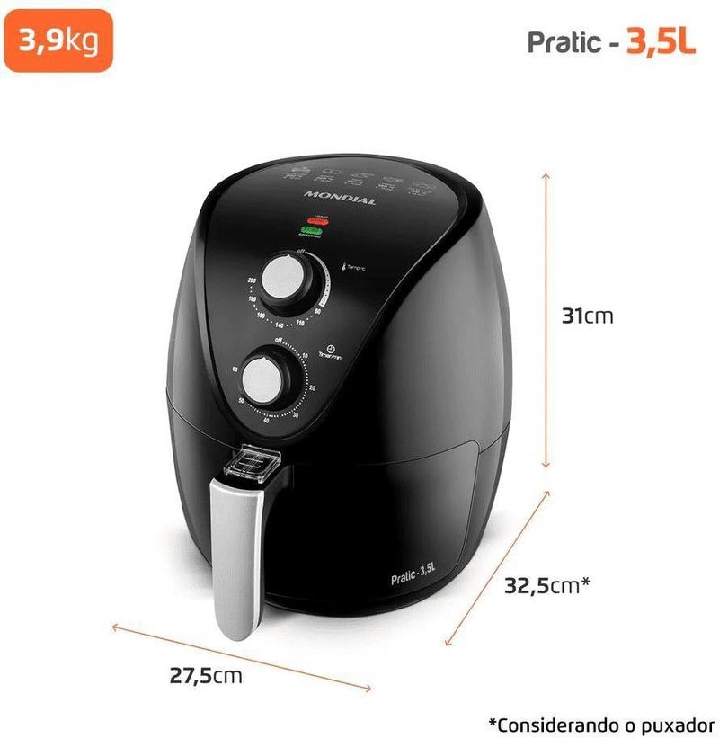 Fritadeira Elétrica / Air Fryer Mondial AF-31 3,5 Litros Preto 220V
