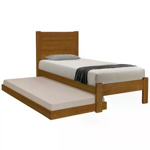 Cama Solteiro Com Auxiliar Madeira Maciça Lara AT Moveis