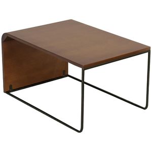 Mesa De Centro Alta Madeira Pinhao Base Metal Nacc