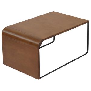 Mesa De Centro Baixa Madeira Pinhao Base Metal Nacc