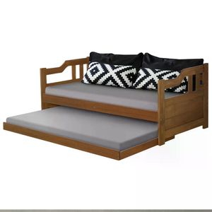 Sofa Cama Solteiro Com Cama Auxiliar Madeira AT Moveis