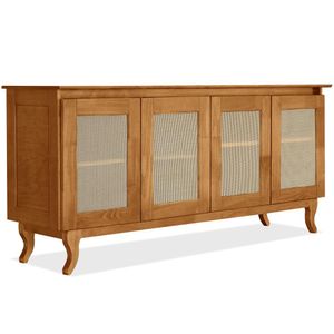 Buffet Aparador 4 Portas Com Tela 0709500 Madeira Pinus AT Moveis