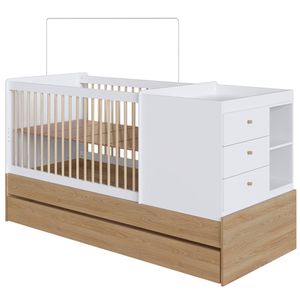 Berço Cama Multifuncional Com Auxiliar BB023 Aveiro OAK Branco Comm