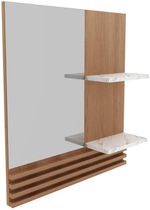 Espelheira Suspensa Para Banheiro Tecno Mobili BN3614 Amêndoa/Mármore Branco