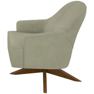 Poltrona Decorativa Base Giratoria Em Madeira Dakota Moll