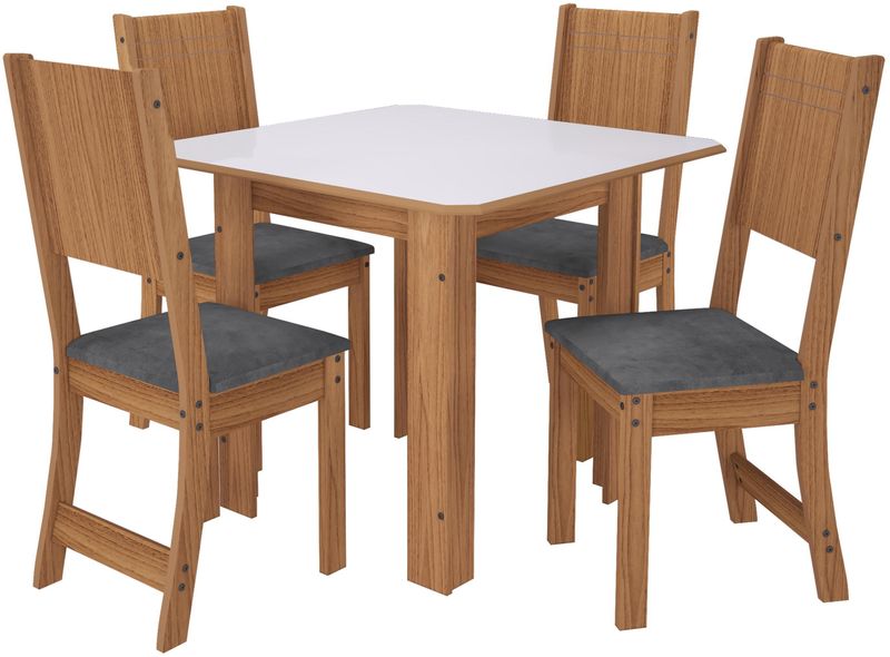 Conjunto-Para-Sala-de-Jantar-Indekes-Mesa-Lisboa-90x90cm-com-4-Cadeiras-Freijo-e-Off-White