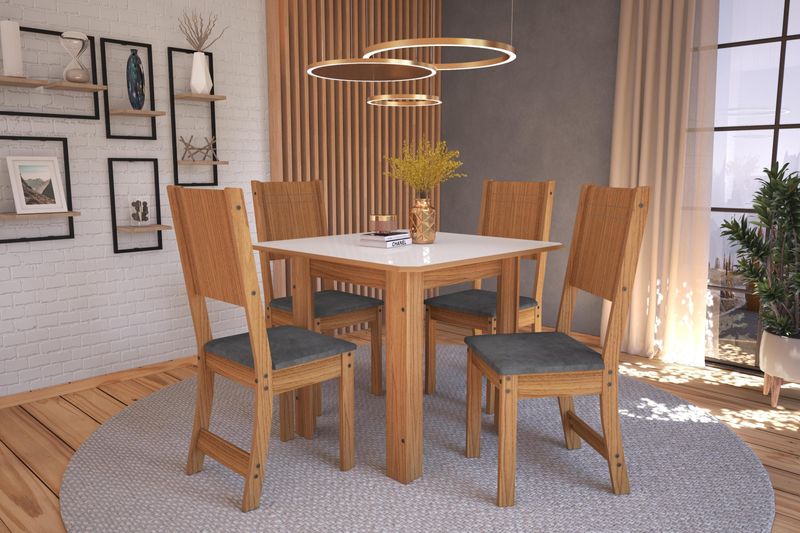 Conjunto-Para-Sala-de-Jantar-Indekes-Mesa-Lisboa-90x90cm-com-4-Cadeiras-Freijo-e-Off-White