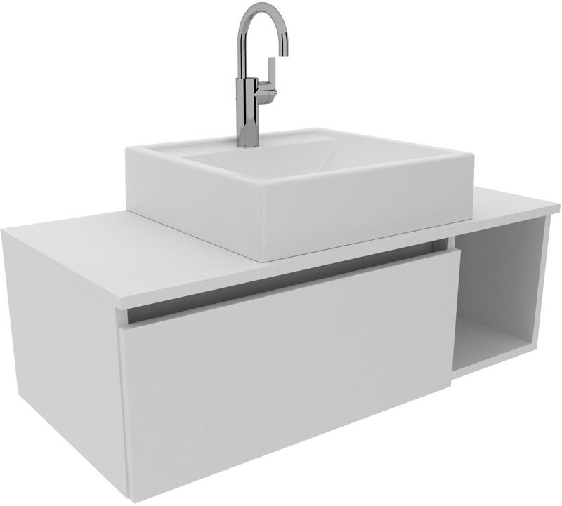 Balcão Gabinete Suspenso Tecno Mobili para Banheiro BN3601 Branco