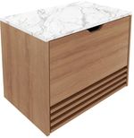 Balcão Gabinete Suspenso Tecno Mobili com Gaveta BN3613 Amêndoa/Mármore Branco