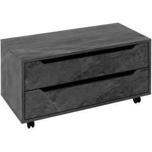 Balcão Gabinete Tecno Mobili para Banheiro com Rodízio e 2 Gavetas BN3643 Mármore Lunar
