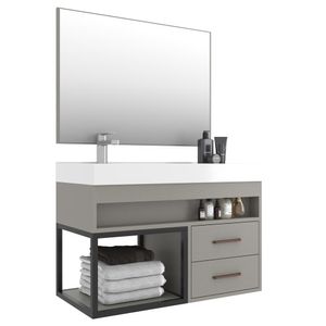 Gabinete Banheiro com Cuba e Espelheira 80cm Multimóveis VCR10071