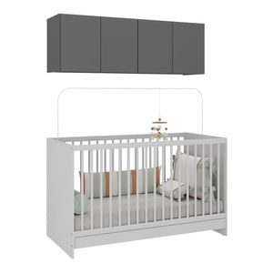 Berço 3 em 1 com Armário Aéreo 4 portas Multimóveis MP4140