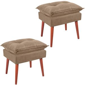 Kit 2 Puff Puf Opall Pes Palito 55x40cm Suede Vermelho Escuro MPassos