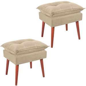 Kit 2 Puff Puf Opall Pes Palito 55x40cm Suede Vermelho Escuro MPassos