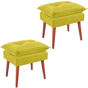 Kit 2 Puff Puf Opall Pes Palito 55x40cm Suede Vermelho Escuro MPassos