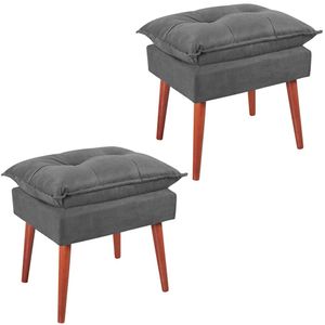 Kit 2 Puff Puf Opall Pes Palito 55x40cm Suede Vermelho Escuro MPassos