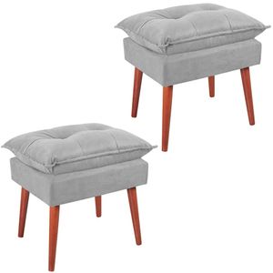 Kit 2 Puff Puf Opall Pes Palito 55x40cm Suede Vermelho Escuro MPassos