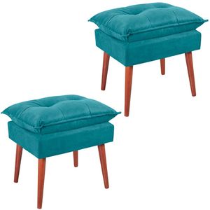 Kit 2 Puff Puf Opall Pes Palito 55x40cm Suede Vermelho Escuro MPassos