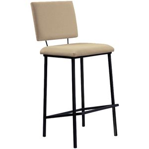 Banqueta Alta Base Em Aço Preto F109 Linho Dmobiliario