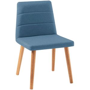 Cadeira Estofada Base Madeira F58 Linho Dmobiliario