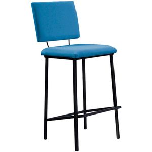 Banqueta Alta Base Em Aço Preto F109 Linho Dmobiliario