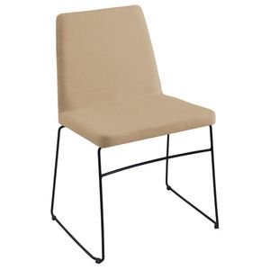 Cadeira Estofada Base Em Aço F41 Linho Dmobiliario