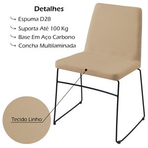 Cadeira Estofada Base Em Aço F41 Linho Dmobiliario