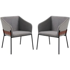 Kit 2 Poltronas Decorativas Base Aço Preto 7042 Linho Dmobiliario