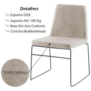 Cadeira Estofada Base Em Aço F41 Camurça Dmobiliario