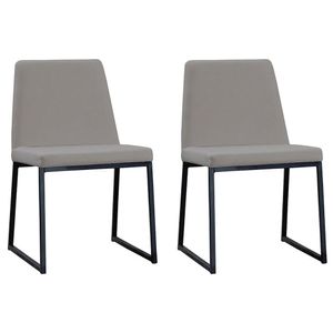 Kit 2 Cadeiras Estofadas Base Aço Preto F37 Linho Dmobiliario