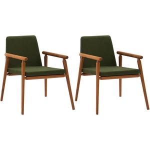 Kit 2 Cadeiras Decorativas Base Madeira F56 Dmobiliario