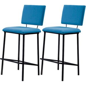 Kit 2 Banquetas Alta Base Em Aço Preto F109 Linho Dmobiliario