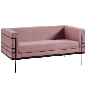 Sofa 2 Lug Base Aço Preto 135 cm 2064X2 Veludo Dmobiliario