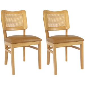 Kit 2 Cadeira Decorativa Tela Tingida Pes Madeira Amendoa Nacc