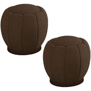 Kit 2 Puff Puf Para Sala Base Metal Chocolate Tull SL 940 Veludo Peer