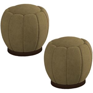 Kit 2 Puff Puf Para Sala Base Metal Chocolate Tull SL 940 Veludo Peer