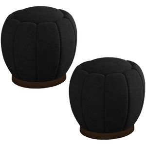Kit 2 Puff Puf Para Sala Base Metal Chocolate Tull SL 940 Veludo Peer