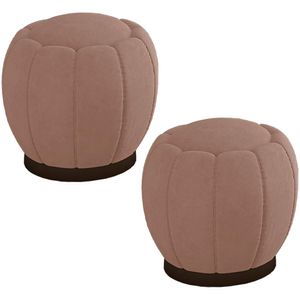 Kit 2 Puff Puf Para Sala Base Metal Chocolate Tull SL 940 Veludo Peer