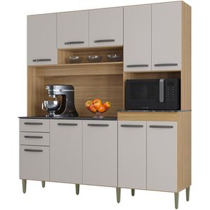 Cozinha Compacta 10 portas 185 Castanho Off White POQQ