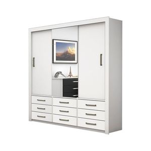 Guarda Roupa Anjos Plus 3 Portas 9 Gavetas Carioca Branco