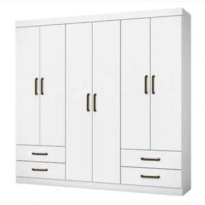 Guarda Roupa Casal Lu 6 Portas 4 Gavetas Branco