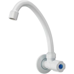 Torneira Pia de Cozinha Plastilit de Parede Bica Média com Arejador 1/4Branco