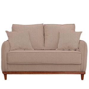 Sofa Sena 2 Lugares Base De Madeira Para Sala Hotel Linho Bege
