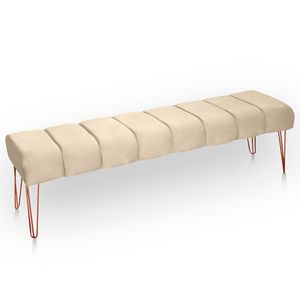 Recamier Estofada Casal Luxo Veludo Cor Bege