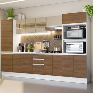 Cozinha Completa 300 Cm Modulada Com Armário, Balcão E Tampo