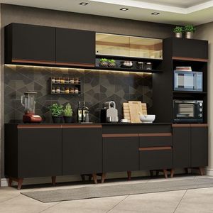 Cozinha Completa 310002 Com Armário E Balcão Preto Preto